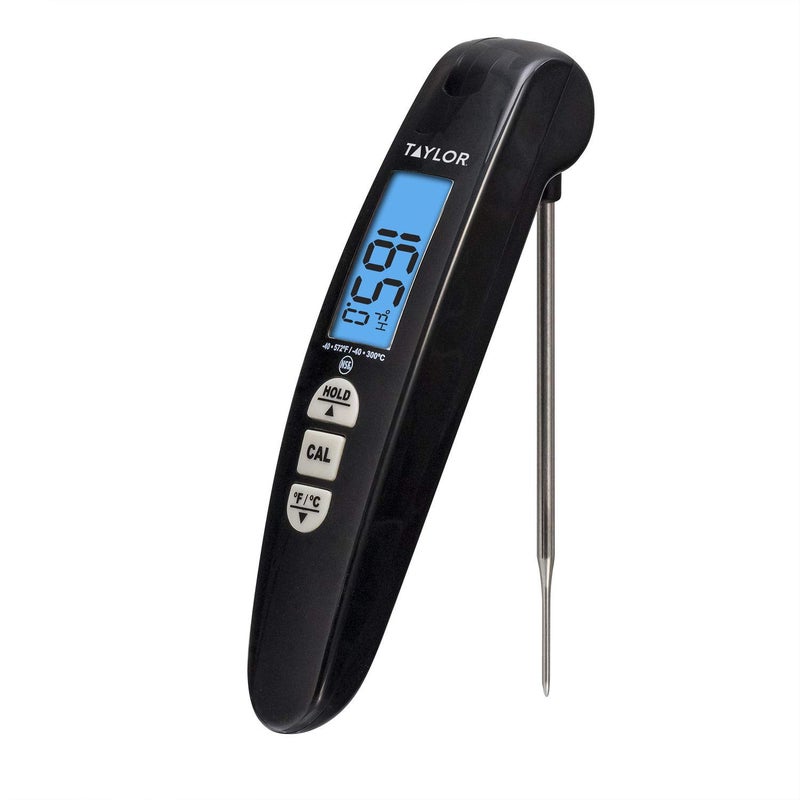 Taylor Digital Turbo Instant Read Thermocouple Meat Food Grill BBQ Cooking Kitchen Thermometer Folding Probe Black