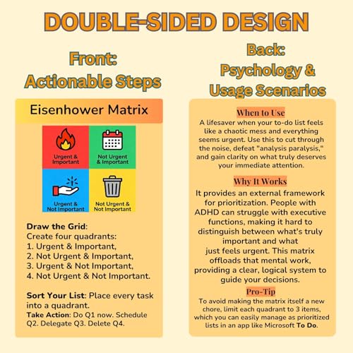 UHillMinerva 24 DoubleSided ADHD Therapy Tools Coping Skills Cards for Adults Teens Executive Function Anxiety Relief ADHD Organization Portable Flashcards with Digital App Suggestions - Image 5