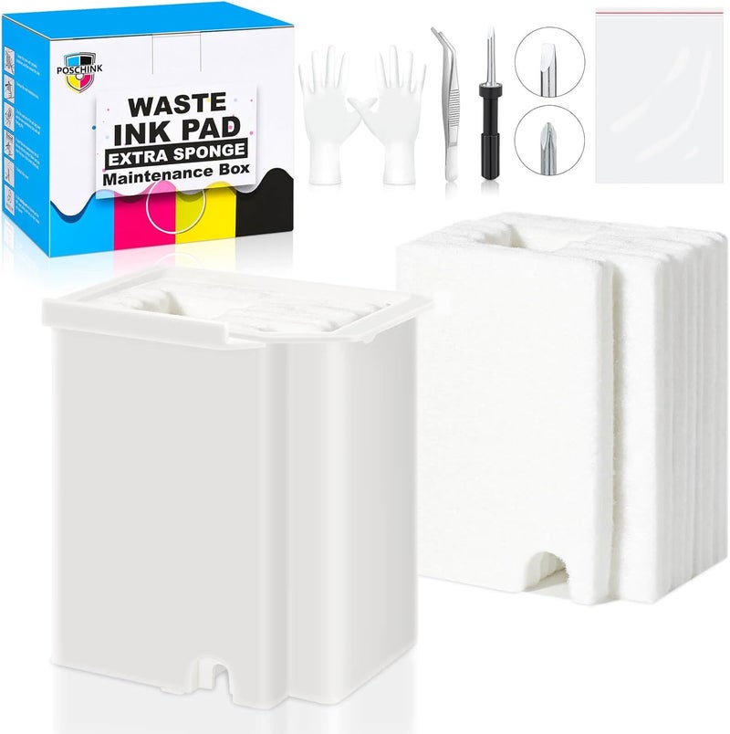 Poschink صندوق صيانة بديل لوسادة الحبر المستهلك مع إسفنجة إضافية ماصة لطابعات EPSON Ecotank ET-2720 ET-2803 ET-2800 ET-2711 ET-4700 وغيرها - Image 1