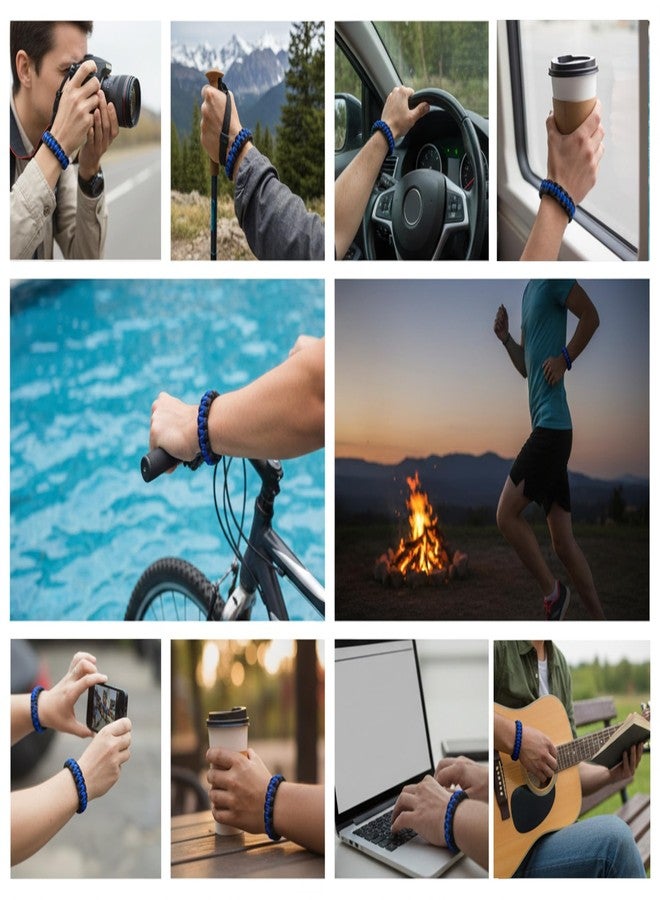 CrownLit Paracord Survival Bracelet, Black and Blue, Handwoven Outdoor Travel Accessory, Adjustable Wristband - Image 5