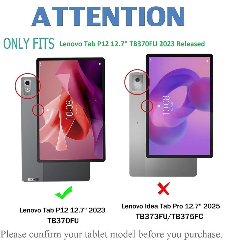 TGK Flip Case Cover for Lenovo Tab P12 12.7 inch Tablet TB370FU (2023 Released) Executive Leather Black - Image 2