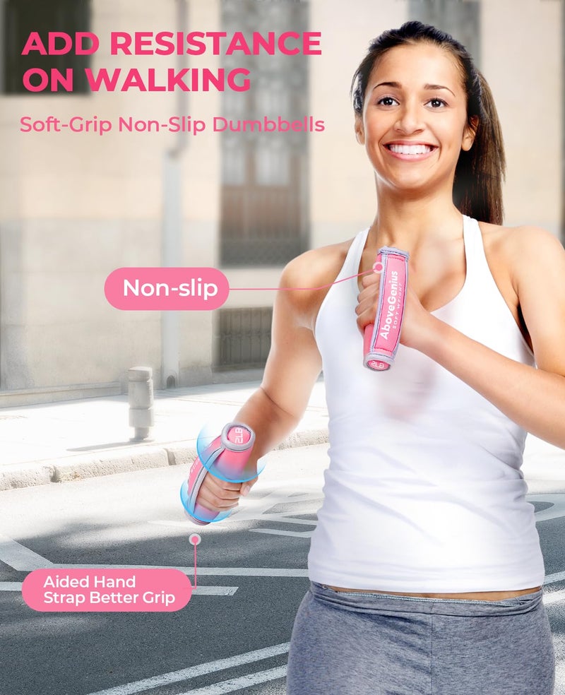 AboveGenius Hand Weights for Women Men, Soft Dumbbells Set of 6(1lb 2lb 3lb Each Pack) for Dumbbell Walking Weight Sets with Hand Strap, Pink Weights for Workout Running, Pilates, Yoga, Jogging and Physical Therapy, Gifts for Women (Blue Pink Purple) - Image 5