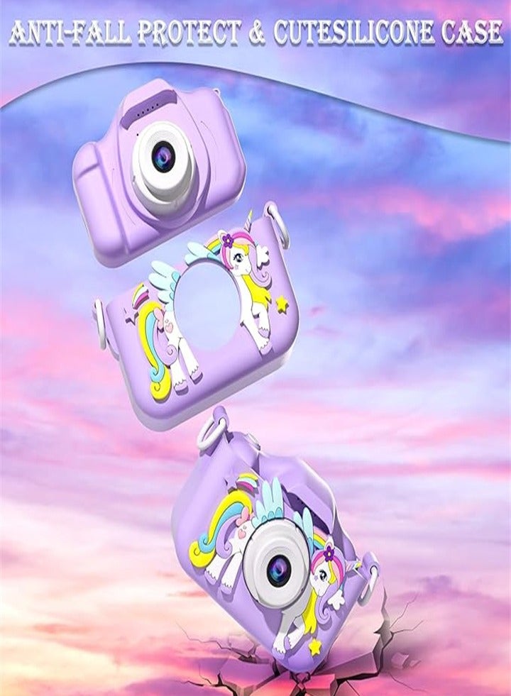 Unicorn Kids Camera for 6 7 8 9 10 11 12 Years Old Girls/Boys Birthday Holiday Gifts Children Selfie Digital Camera Toy with 32G TF Card  - Image 2