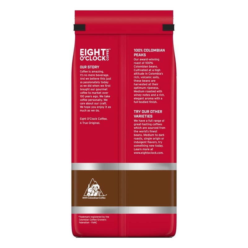 Eight O'Clock Coffee 100% Colombian Peaks Whole Bean Coffee, Medium Roast, 30 Ounce (Pack of 1) - Rich, Winey & Full Bodied - Image 2