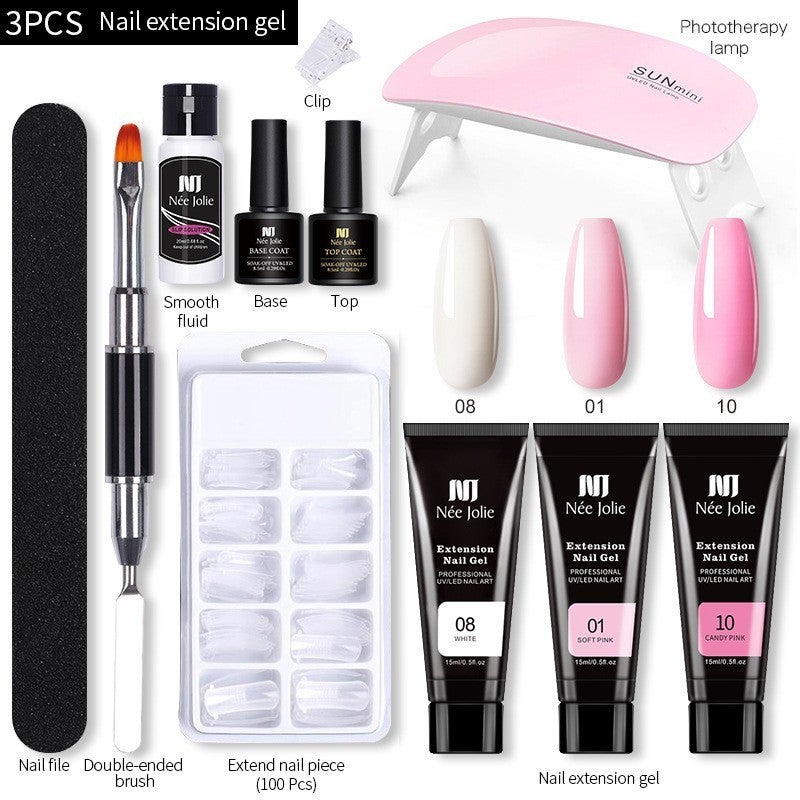 Neejolie Nail Art Solid Extension Glue Set Paper Holder-Free Extension Crystal Model Crystal Glue Potherapy Glue Set - Image 3