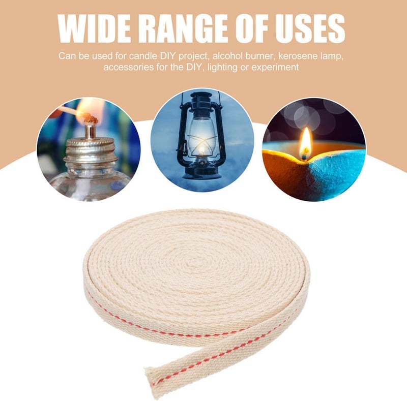 Healifty 100% Cotton Portable Lantern Wick 0.9cm Width 5m Roll Replaceable Oil Lamp Wick for Household and Professional Use - Image 3