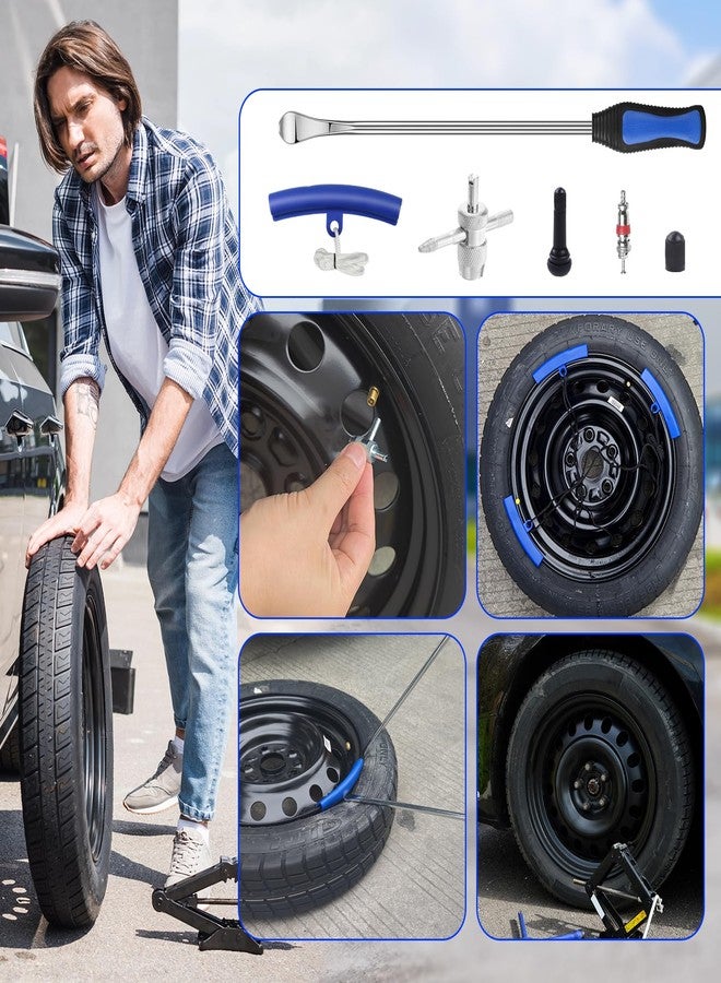 HTOMT Tire Spoon Kit, 20pc Tire Changing Tool for Motorcycle Dirt Bike Lawn Tractor Bicycle, Motorcycle Tire Changer Tire Removal Tool with 4pc Rim Covers Valve Tool Valve Cores - Image 2