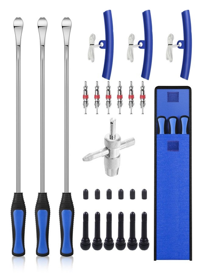 HTOMT Tire Spoon Kit, 20pc Tire Changing Tool for Motorcycle Dirt Bike Lawn Tractor Bicycle, Motorcycle Tire Changer Tire Removal Tool with 4pc Rim Covers Valve Tool Valve Cores - Image 1