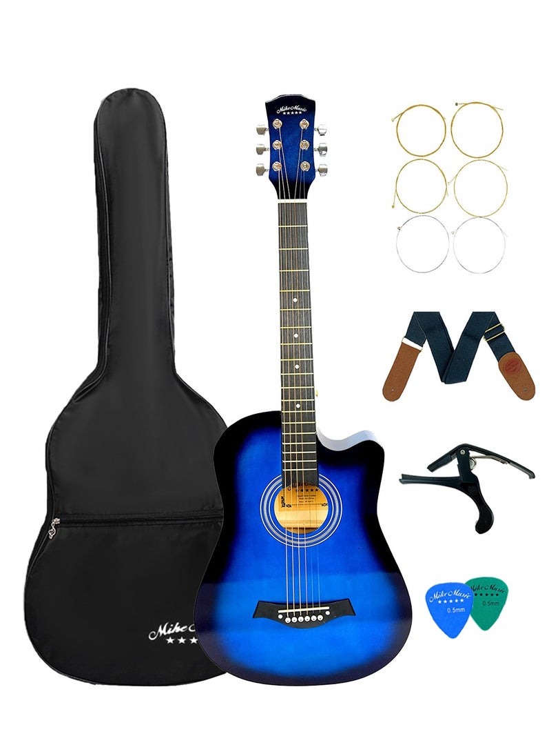 Mike Music Mike Music 38-Inch Acoustic Guitar with Bag, Strings, Capo, Picks & Strap -Blue  - Image 1