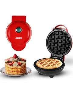 Jinou 4" Mini Waffle Maker - Made With Premium Quality Plastic & Non-Stick Coating - Small Pancake Maker For Brownies, Cookies, Quesadillas, Calzones, Hash Browns, Grilled Cheeses, and Other Foods  - Image 1