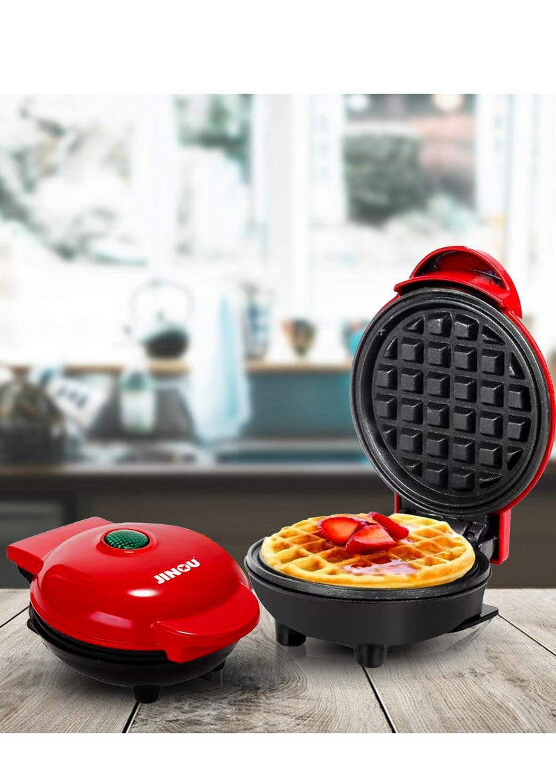 Jinou - 4" Mini Waffle Maker - Made With Premium Quality Plastic & Non-Stick Coating - Small Pancake Maker For Brownies, Cookies, Quesadillas, Calzones, Hash Browns, Grilled Cheeses, and Other Foods - Image 1