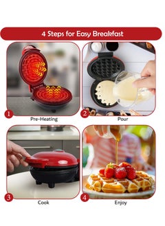 Jinou 4" Mini Waffle Maker - Made With Premium Quality Plastic & Non-Stick Coating - Small Pancake Maker For Brownies, Cookies, Quesadillas, Calzones, Hash Browns, Grilled Cheeses, and Other Foods  - Image 3