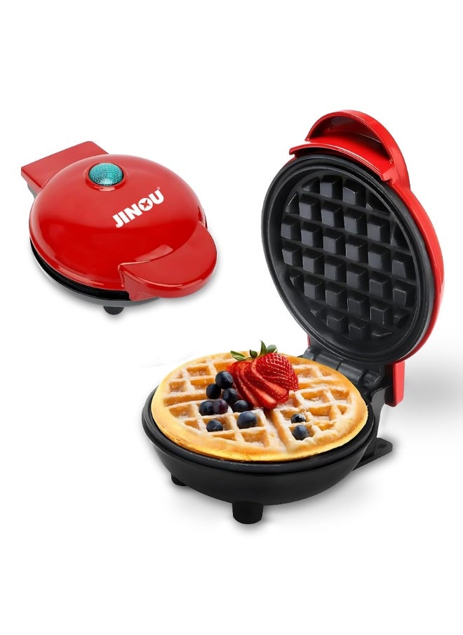 Jinou 4" Mini Waffle Maker - Made With Premium Quality Plastic & Non-Stick Coating - Small Pancake Maker For Brownies, Cookies, Quesadillas, Calzones, Hash Browns, Grilled Cheeses, and Other Foods  - Image 1