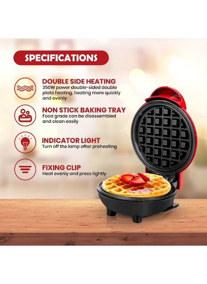 Jinou 4" Mini Waffle Maker - Made With Premium Quality Plastic & Non-Stick Coating - Small Pancake Maker For Brownies, Cookies, Quesadillas, Calzones, Hash Browns, Grilled Cheeses, and Other Foods  - Image 4