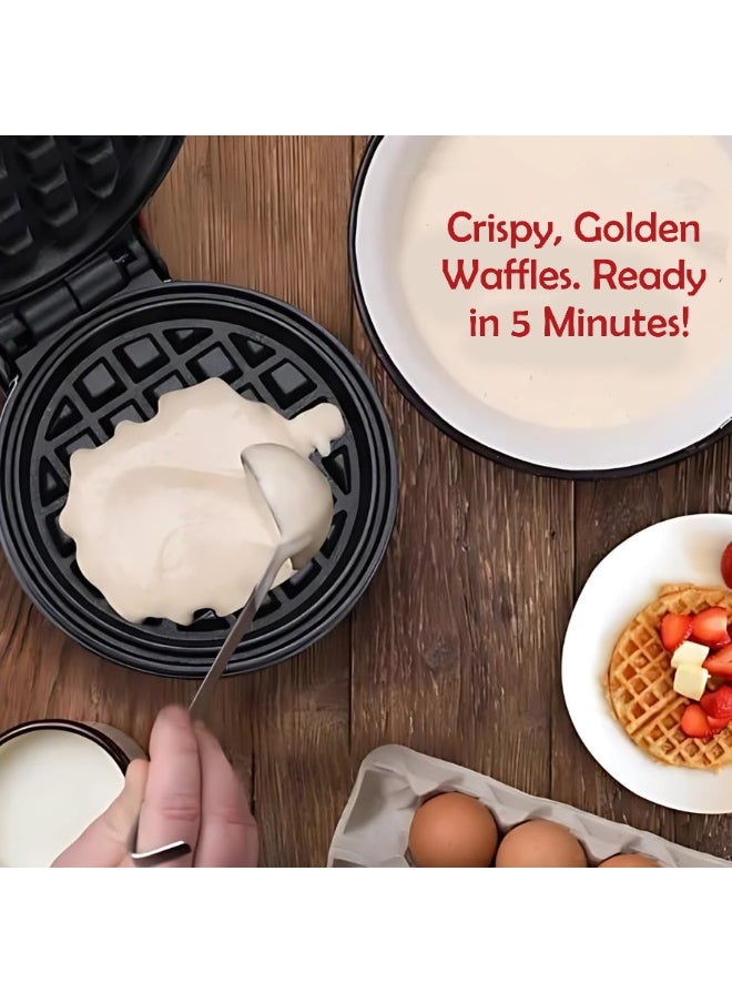 Jinou 4" Mini Waffle Maker - Made With Premium Quality Plastic & Non-Stick Coating - Small Pancake Maker For Brownies, Cookies, Quesadillas, Calzones, Hash Browns, Grilled Cheeses, and Other Foods  - Image 3