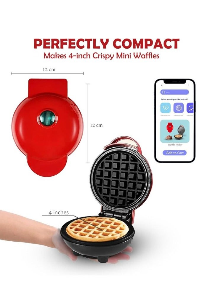 4" Mini Waffle Maker - Made With Premium Quality Plastic & Non-Stick Coating - Small Pancake Maker For Brownies, Cookies, Quesadillas, Calzones, Hash Browns, Grilled Cheeses, and Other Foods  - Image 2