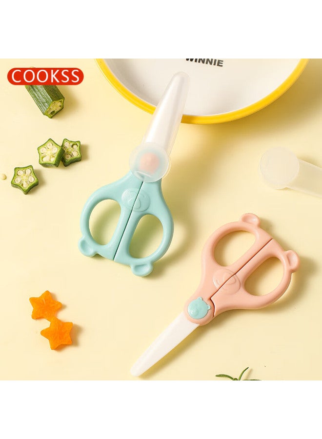 Cookss Baby Ceramic Food Scissors, Children's Manual Ceramic Food Cutter And Grinder, Baby Food Tool With Blue Handle - Image 1