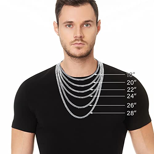 Fiusem 5mm Silver Colored Chains for Men, Silver Plated Cuban Link Chain Necklace for Men and Women, Stainless Steel Cuban Necklaces 20 Inch - Image 2