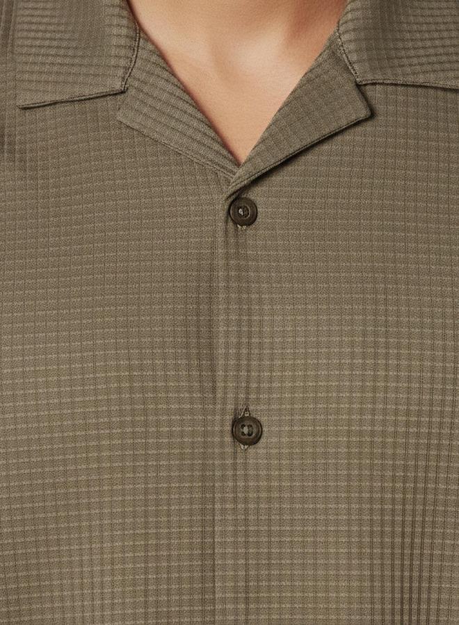 Emperor Men Regular Fit Camp Collar Waffle Textured Short Sleeves Shirt - Image 4
