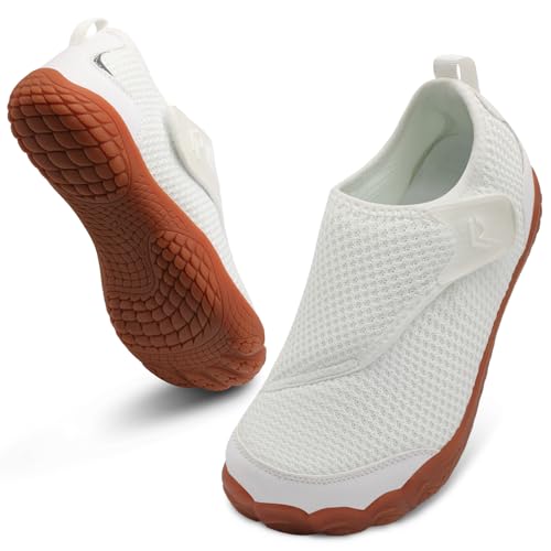 relxfeet Diabetic Shoes for Women Men Adjustable Wide Barefoot Shoes Zero Drop Slip On Walking Shoes for Edema Swollen Feet White 37 - Image 1