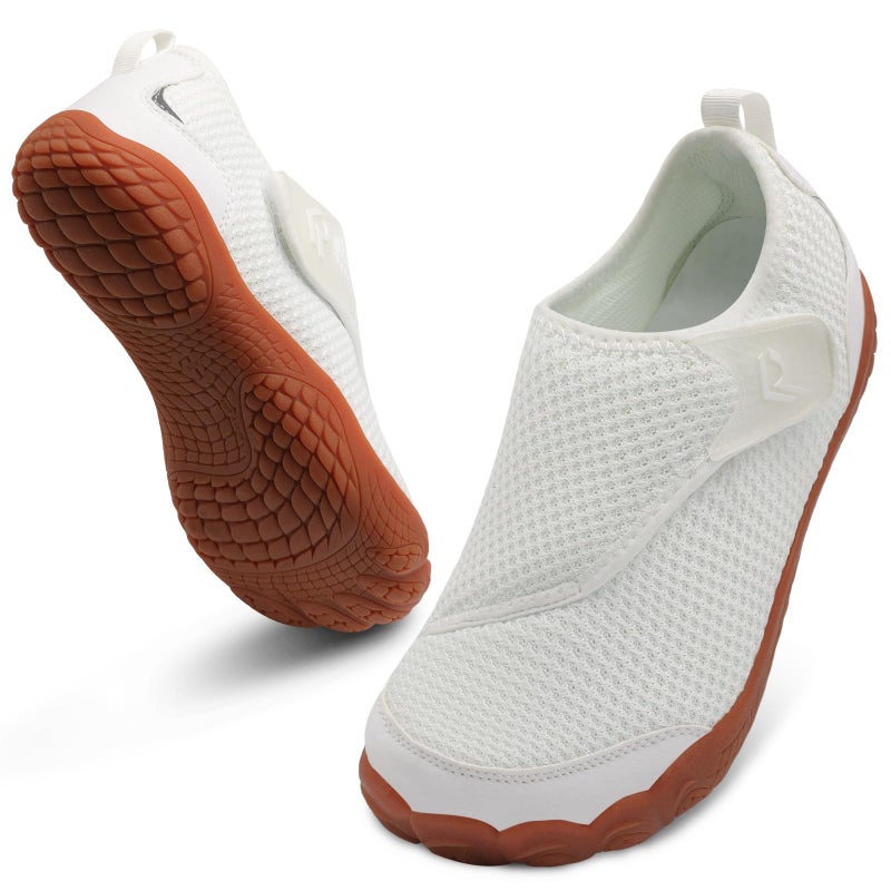 relxfeet Diabetic Shoes for Women Men Adjustable Wide Barefoot Shoes Zero Drop Slip On Walking Shoes for Edema Swollen Feet White 37 - Image 2