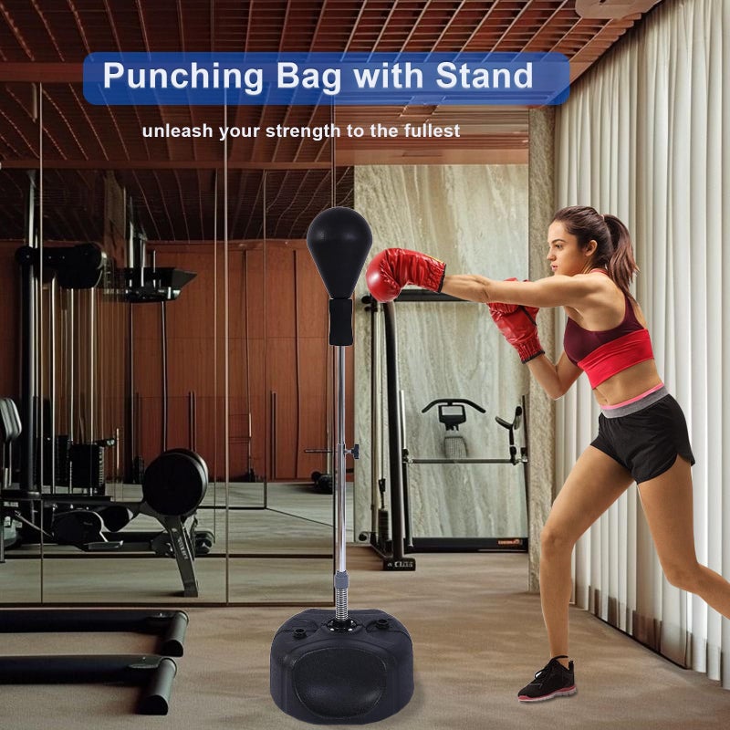 Stiatu Punching Bag with Stand-Fast Bounceback to Increase Speed, Reflexes, and Stamina â€“ Height Adjustable for Training, Boxing Equipment, Stress Relief & Fitness - Image 2
