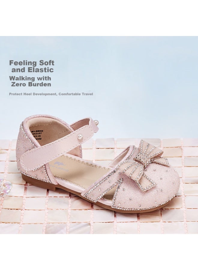 Dave & Bella David Bella Girls' Sandals Princess Shoes Summer Children's Shoes Flash Diamond Crystal Shoes Big Children's Leather Shoes - Image 2