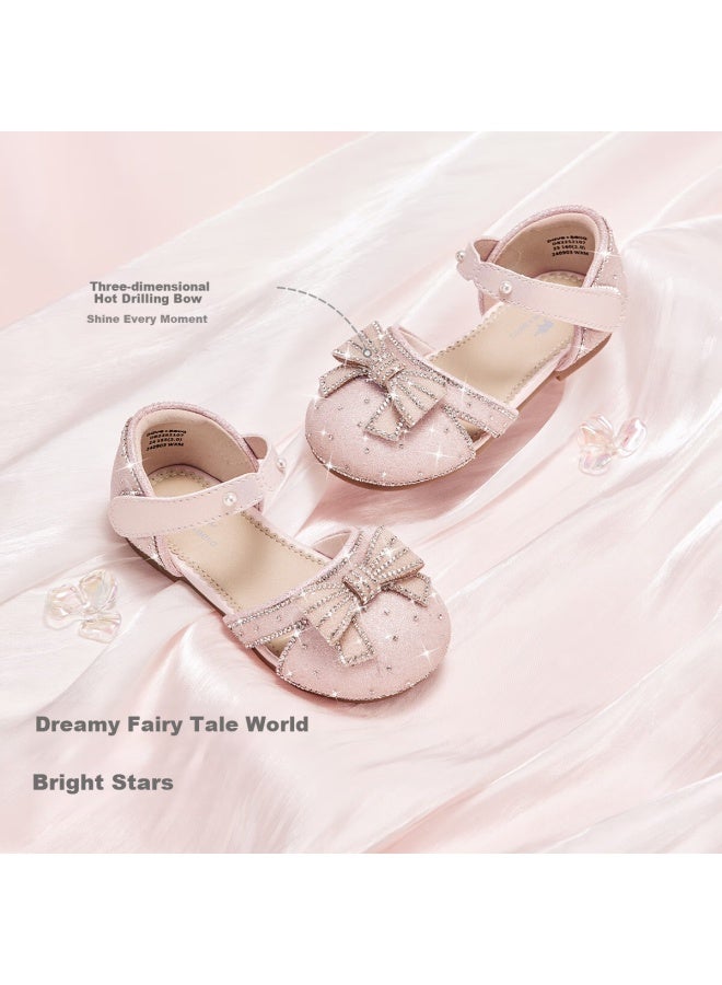 Dave & Bella David Bella Girls' Sandals Princess Shoes Summer Children's Shoes Flash Diamond Crystal Shoes Big Children's Leather Shoes - Image 1
