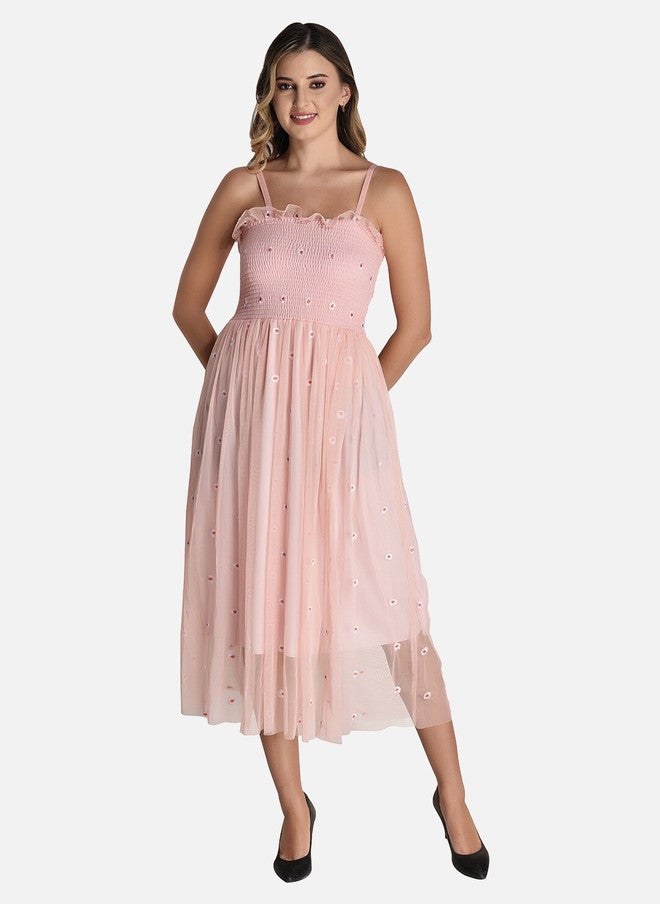 FIMS Floral Embroidered Midi Dress - Image 1