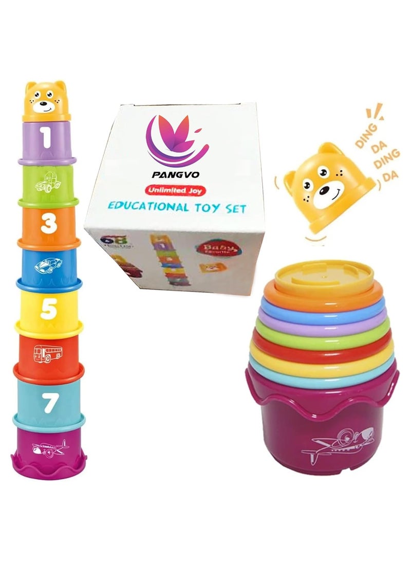 Baby Toys 6 to 12 Months, Stacking Nesting Cups, Montessori Toys for 1 Year Old, Infant Toddler Sensory Toys 0-3, Color & Shape Learning Blocks, Stacking Building Toys for Boys & Girls  - Image 1