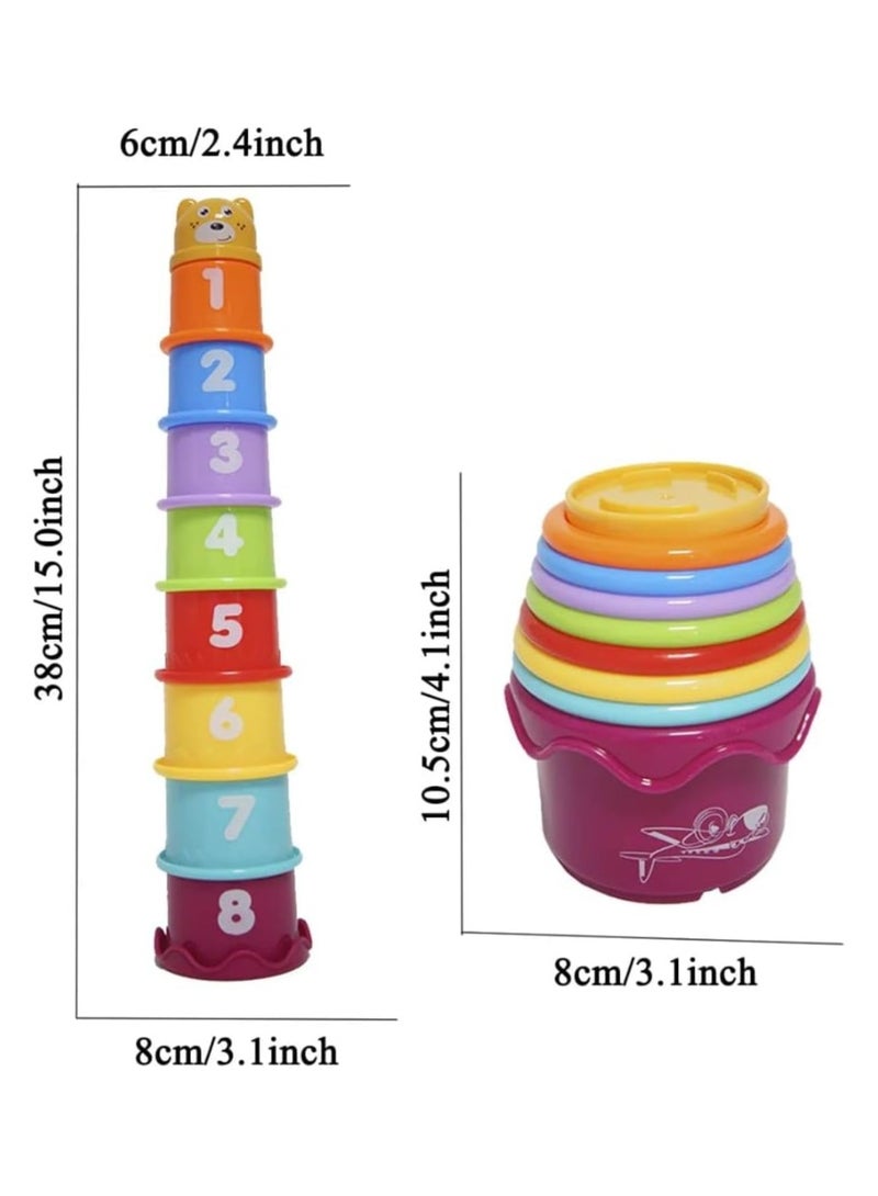 Baby Toys 6 to 12 Months, Stacking Nesting Cups, Montessori Toys for 1 Year Old, Infant Toddler Sensory Toys 0-3, Color & Shape Learning Blocks, Stacking Building Toys for Boys & Girls  - Image 2