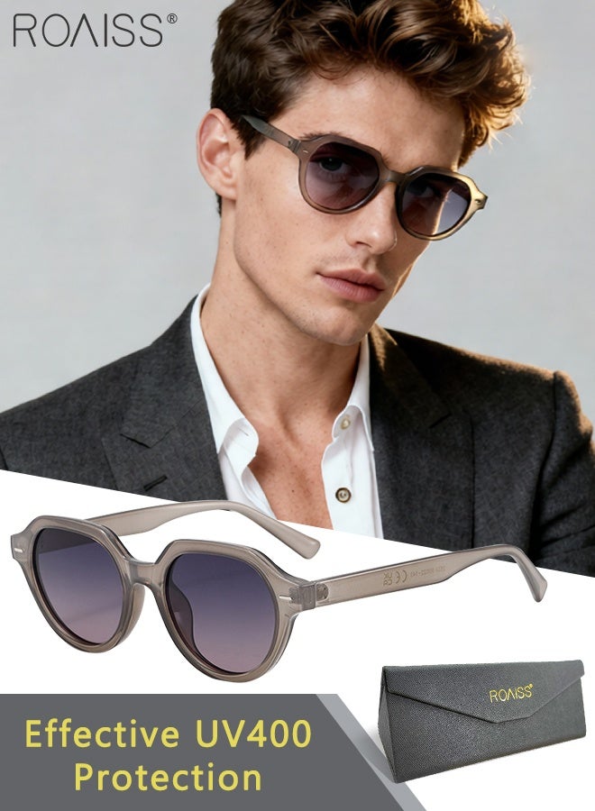 roaiss Round Polarized Sunglasses for Men Women, UV400 Protection Sun Glasses with Transparent Grey PC Frame, Fashion Anti-Glare Sun Shades for Driving, Fishing, Traveling - Image 1
