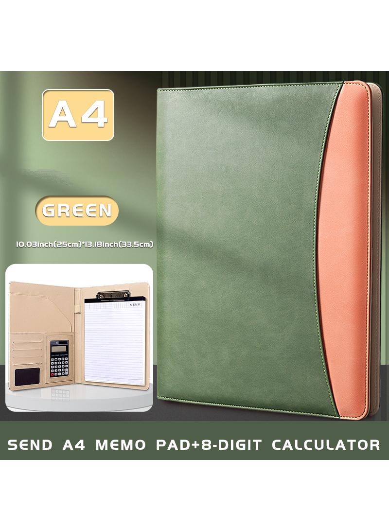 Loquat A4 Multifunctional Leather Folder Sales Folder Office Binder With Calculator And A4 Note Paper - Image 1
