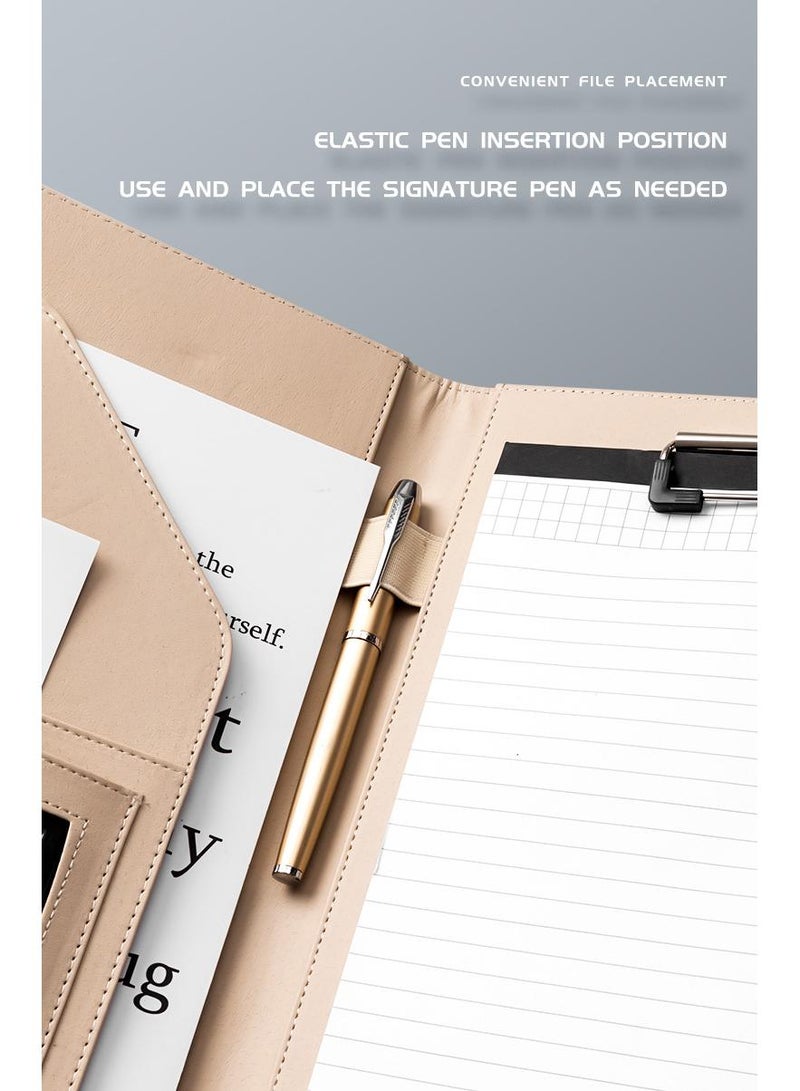 Loquat A4 Multifunctional Leather Folder Sales Folder Office Binder With Calculator And A4 Note Paper - Image 4