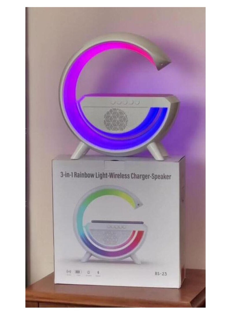 3 in 1 Bluetooth Speaker Night Lights Wireless Charging Speaker Intelligent Atmosphere Lamp Blue Tooth Speaker White  - Image 2