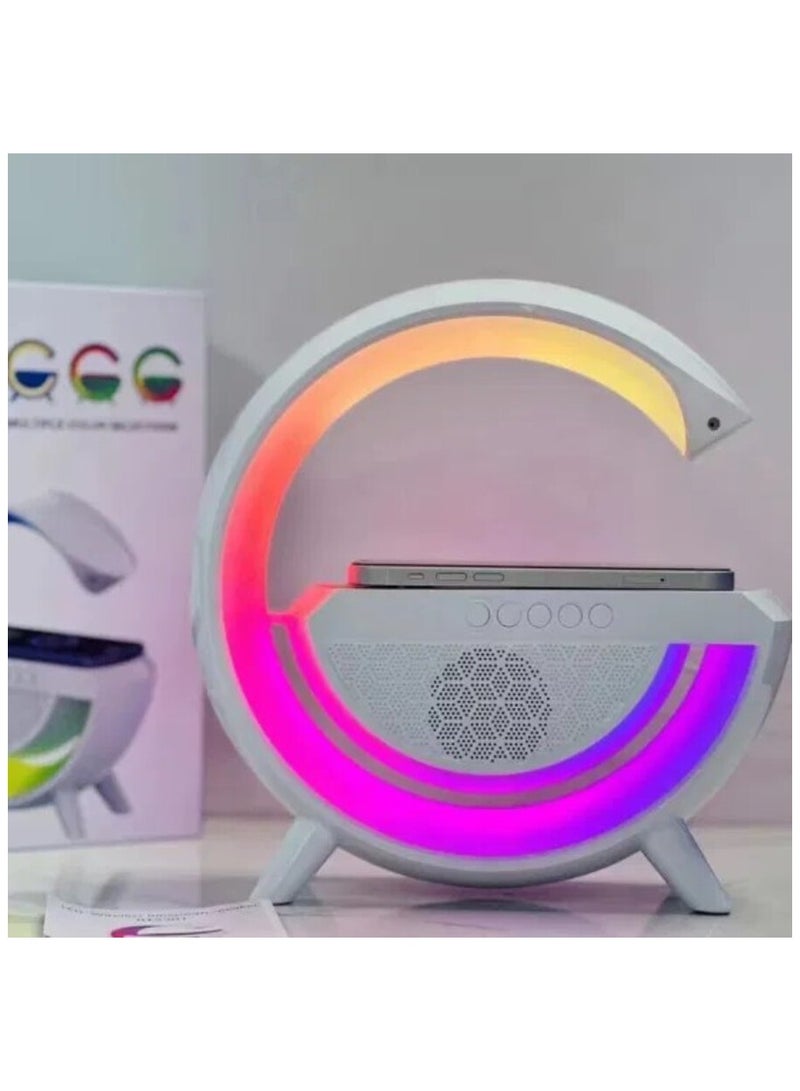 3 in 1 Bluetooth Speaker Night Lights Wireless Charging Speaker Intelligent Atmosphere Lamp Blue Tooth Speaker White  - Image 1