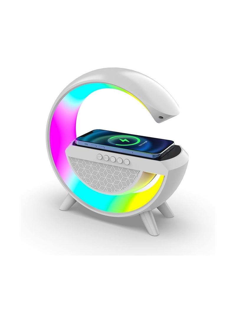 3 in 1 Bluetooth Speaker Night Lights Wireless Charging Speaker Intelligent Atmosphere Lamp Blue Tooth Speaker White  - Image 3