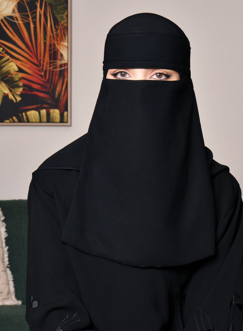 عبايات حوراء نقاب طويل بمطاط واحد ولاصق اغلاق بلوقو - Image 1