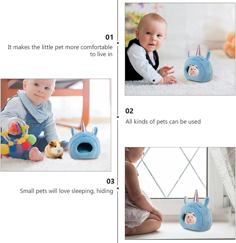Unicorn Pet Bed Plush Hamster Nest Cave Cozy Hideaway Washable Small Animal House Random Color - Image 4