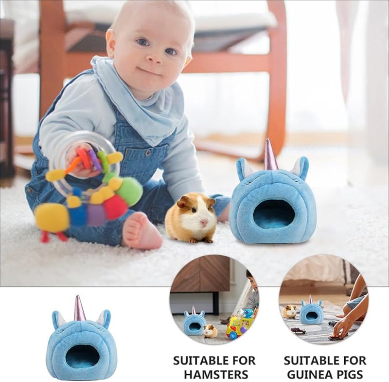 Unicorn Pet Bed Plush Hamster Nest Cave Cozy Hideaway Washable Small Animal House Random Color - Image 3