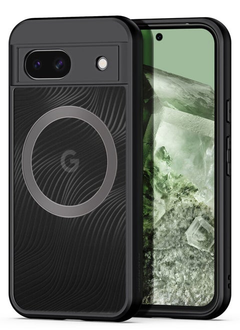 DUX DUCIS Aimo Cover for the Google Pixel 8a mobile phone, compatible with MagSafe, a slim, transparent matte cover made of TPU, polycarbonate, polypropylene, silicone - black