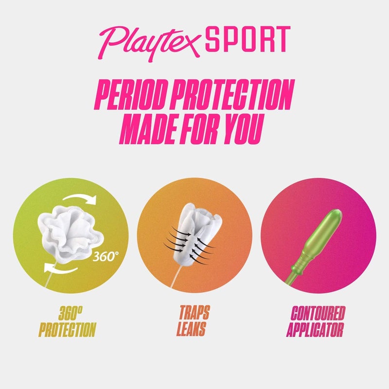 Playtex Sport Tampons Multipack - 36 Count (18 Regular/18 Super Absorbency), Fragrance-Free - Image 2