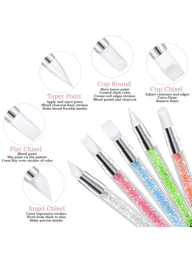 Nail Art Tools 27Pcs Set,Nail Art Brush,Resin Nail Art Palette,5 Pcs Nail Art Sculpture Pen,2-way Acrylic Silicone Engraving Pen Dotting Pen Tools Nail Art Kit for Nail Art DIY - Image 4