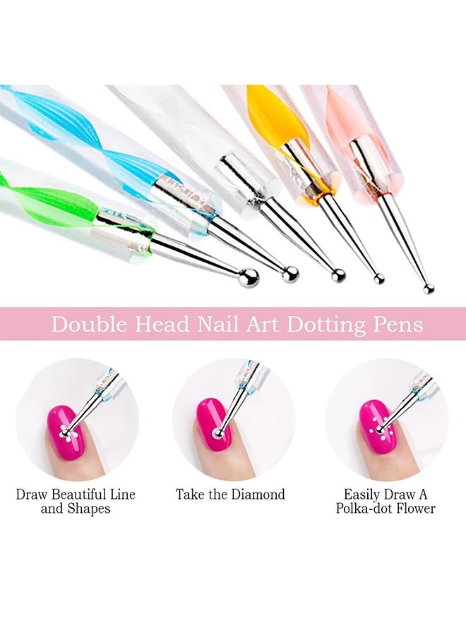 Nail Art Tools 27Pcs Set,Nail Art Brush,Resin Nail Art Palette,5 Pcs Nail Art Sculpture Pen,2-way Acrylic Silicone Engraving Pen Dotting Pen Tools Nail Art Kit for Nail Art DIY - Image 5