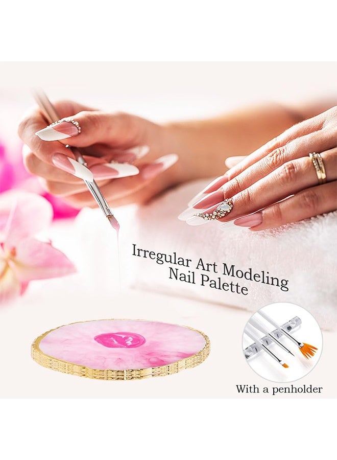 Nail Art Tools 27Pcs Set,Nail Art Brush,Resin Nail Art Palette,5 Pcs Nail Art Sculpture Pen,2-way Acrylic Silicone Engraving Pen Dotting Pen Tools Nail Art Kit for Nail Art DIY - Image 3