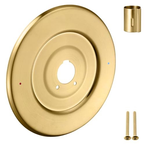 ZXFENG Shower Handle Cover Plate, Brushed Gold,for One-Handle Tub and Shower Faucets, Escutcheon Replacement for Moen 16090 Chateau Collection - Image 1
