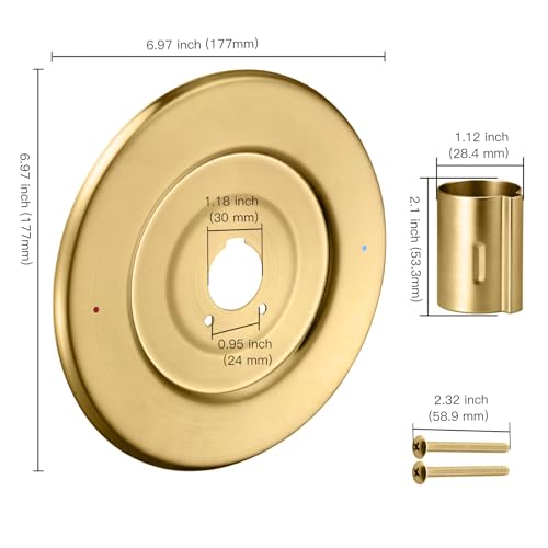 ZXFENG Shower Handle Cover Plate, Brushed Gold,for One-Handle Tub and Shower Faucets, Escutcheon Replacement for Moen 16090 Chateau Collection - Image 5