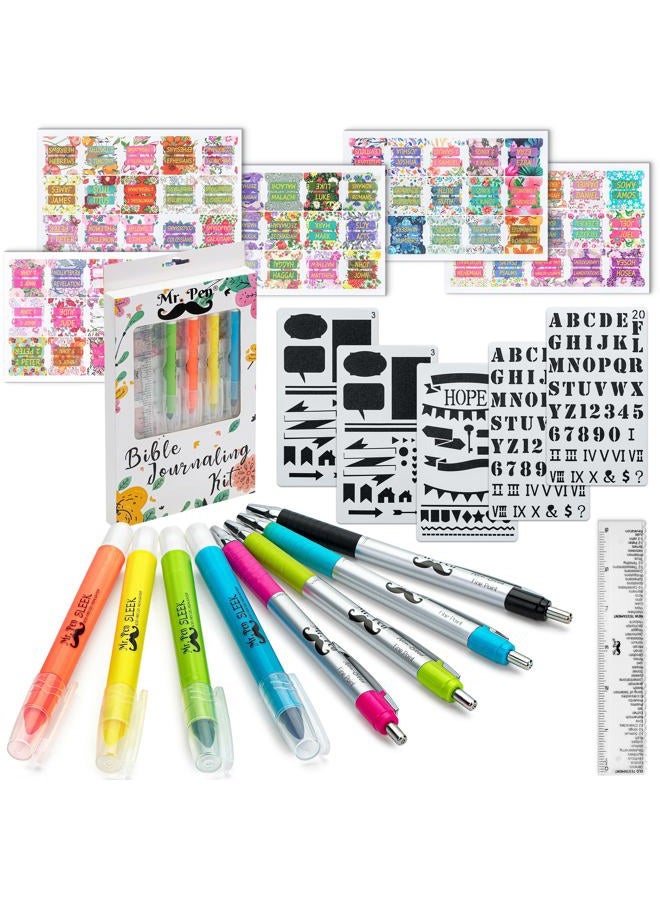Mr. Pen Bible Journaling Kit with Bible Highlighters and Pens No Bleed, Bible Tabs, Bible Stencils, Bible Ruler, Bible Markers No Bleed, Bible Journaling Supplies, Bible Study Kit, Christian Gifts - Image 1