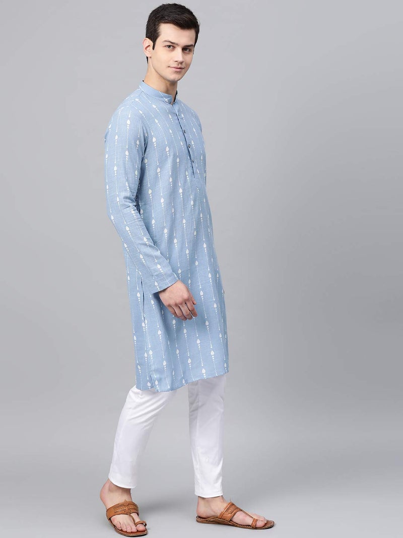 See Designs Men's Cotton Regular Kurta with Pyjama (SDMDWKT83301_Blue_M) - Image 5