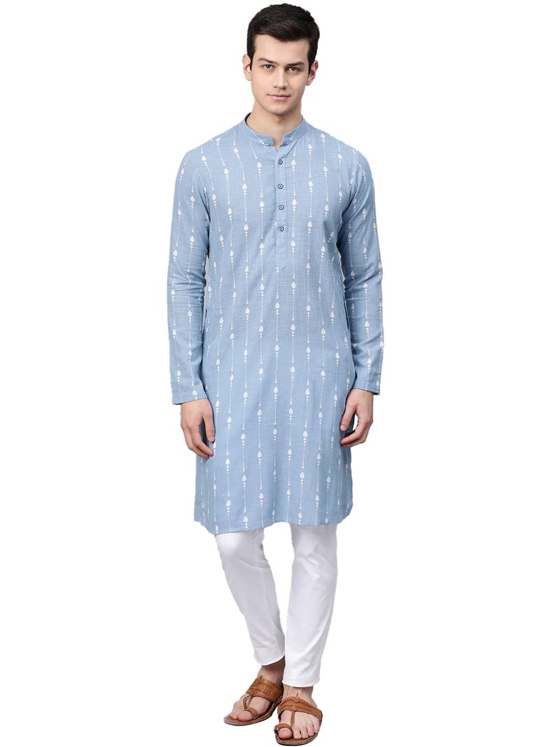 See Designs Men's Cotton Regular Kurta with Pyjama (SDMDWKT83301_Blue_M) - Image 1